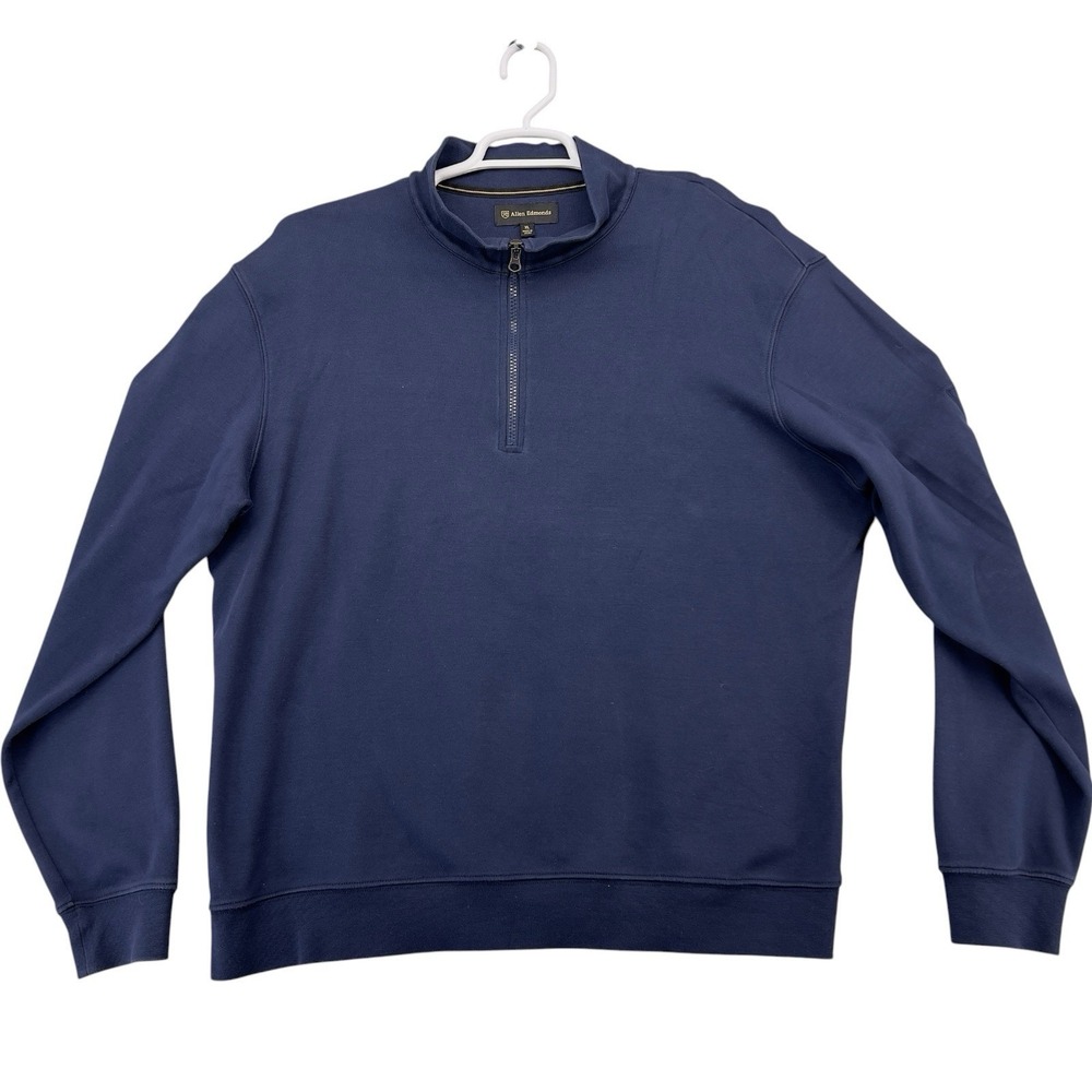 Allen Edmonds Men's XL 1/4 Zip Pullover Sweatshirt Blue 100% Pima Cotton L/S